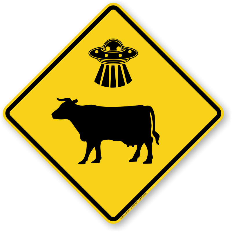 Ufo Cow Abductions Here Sign - Slow Down (800x800), Png Download