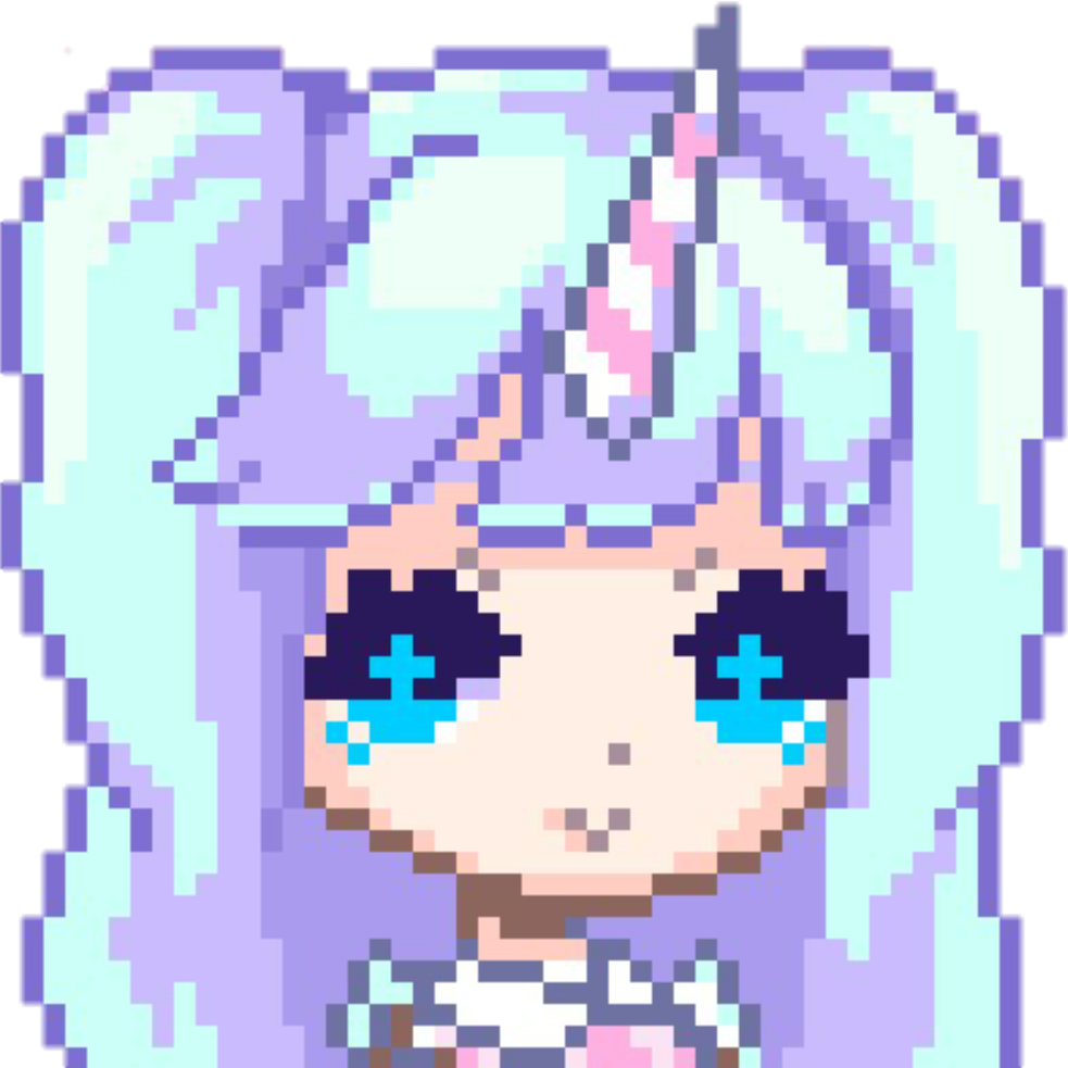Unigirl Unicorngirl Unicorn Kawaiigirl Anime Girl Kawai - Cute Girl Pixel Art (983x983), Png Download