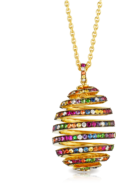 Faberge Spiral Multi Coloured Pendant (800x800), Png Download