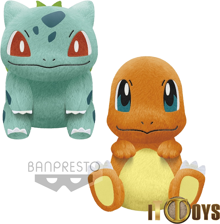 Pokemon Sun & Moon Big Plush Bulbasaur & Charmander - Banpresto (840x840), Png Download