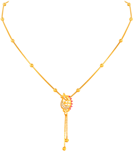 Urbane Stylish Floral Studded Gold Necklace - Necklace (700x525), Png Download