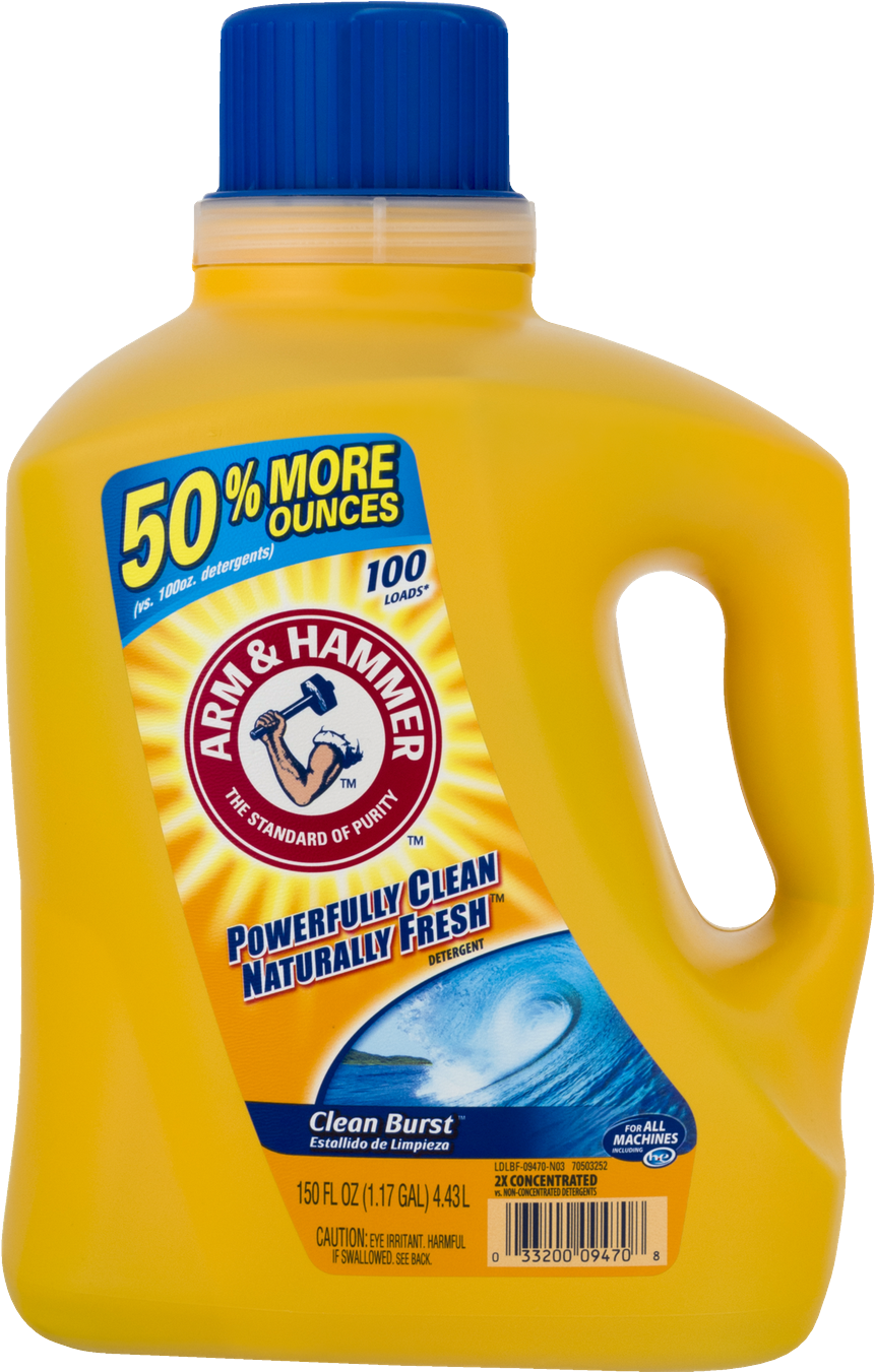 Arm & Hammer Clean Burst Liquid Laundry Detergent • - Arm And Hammer Laundry Detergent 50 Oz (1350x1350), Png Download