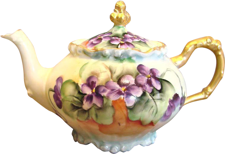 Vintage French Limoges Demitasse Teapot Hand Painted - Teapot (752x752), Png Download