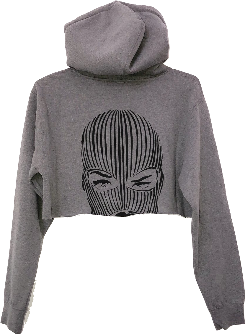 Ski Mask Cropped Hoodie In Gray - Hoodie (1024x1423), Png Download