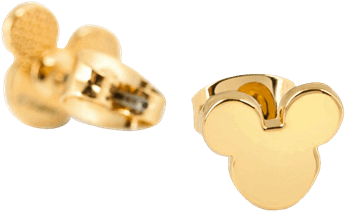 Gold Mickey Mouse Earrings (600x600), Png Download