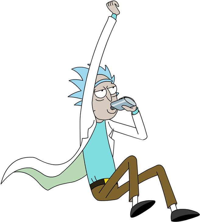 Rick Jumping And Drinking Alcohol - Rick And Morty .png (1200x791), Png Download