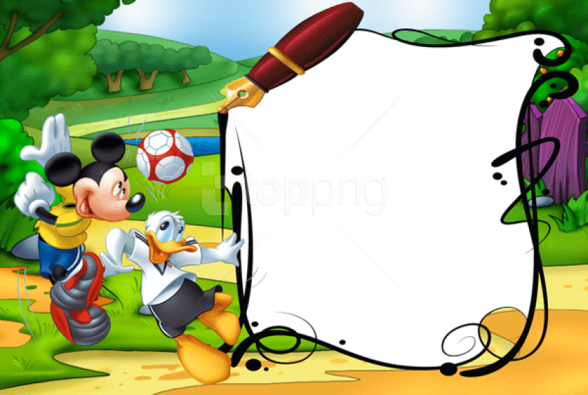 Free Png Best Stock Photos Mickey Mouse And Duck Kidsphoto - Mickey Mouse Frame Png (850x571), Png Download