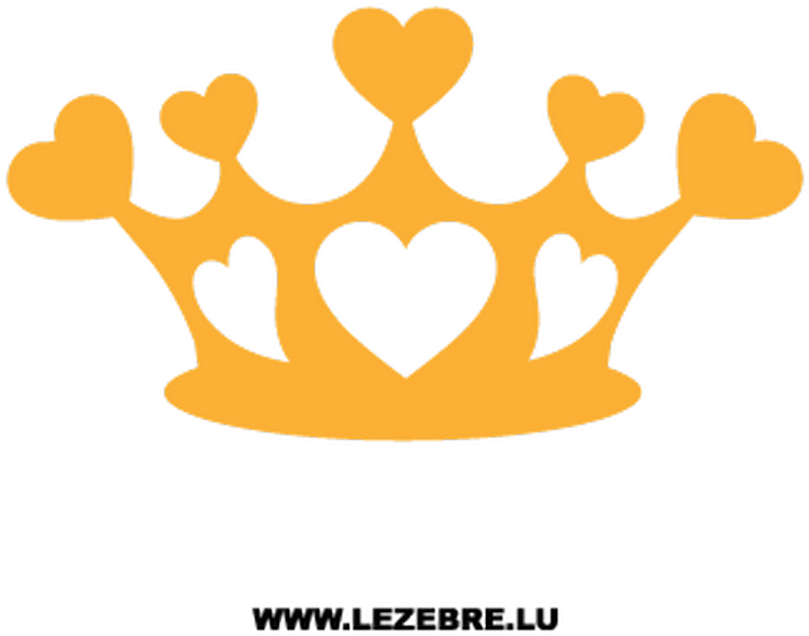 Sticker Deco Couronne Coeurs - Crown Silhouette With Heart (800x800), Png Download