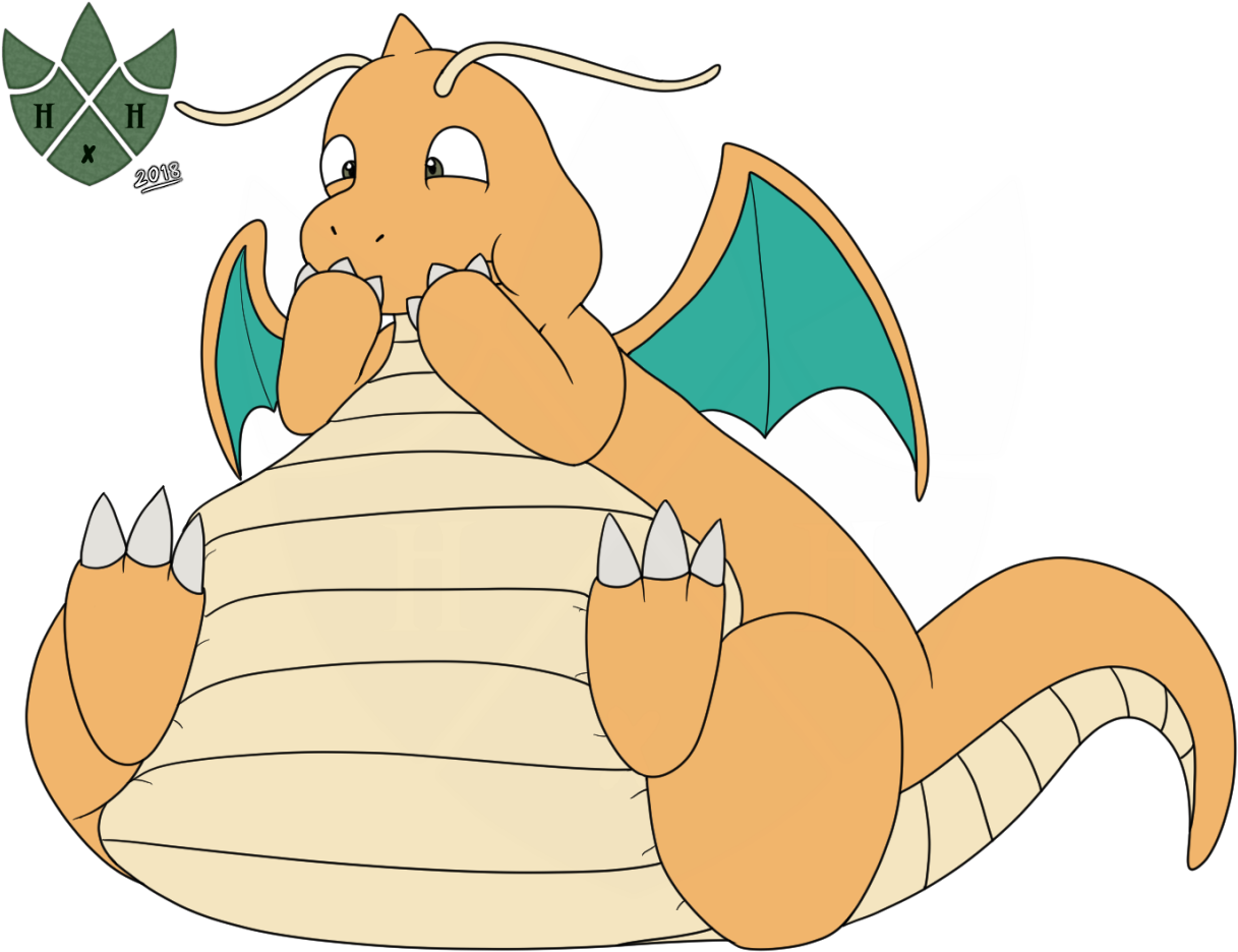 Pudgymon - Dragonite - Cartoon (1280x975), Png Download
