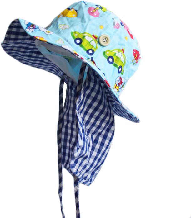 Cartoon Printed Summer Kids Baby Flap Sun Protection - Illustration (800x800), Png Download