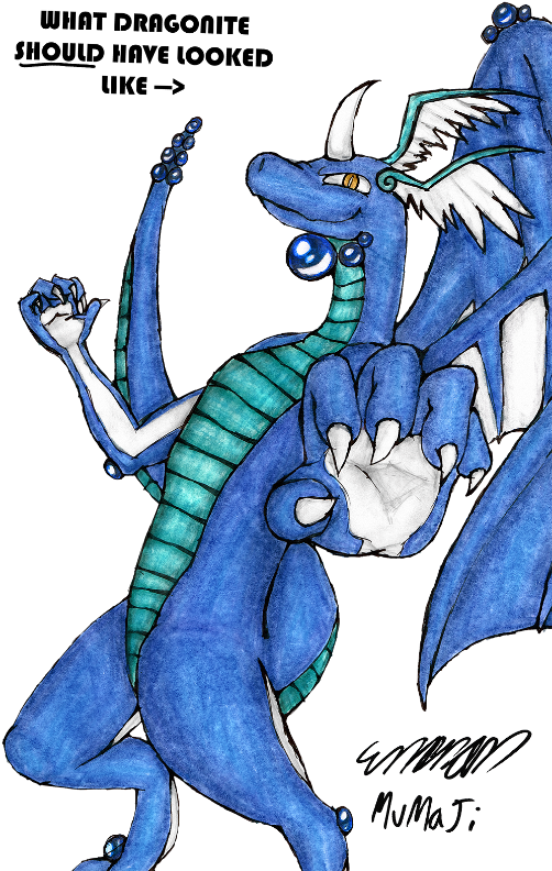 Dragonite Redesign - Cartoon (508x800), Png Download