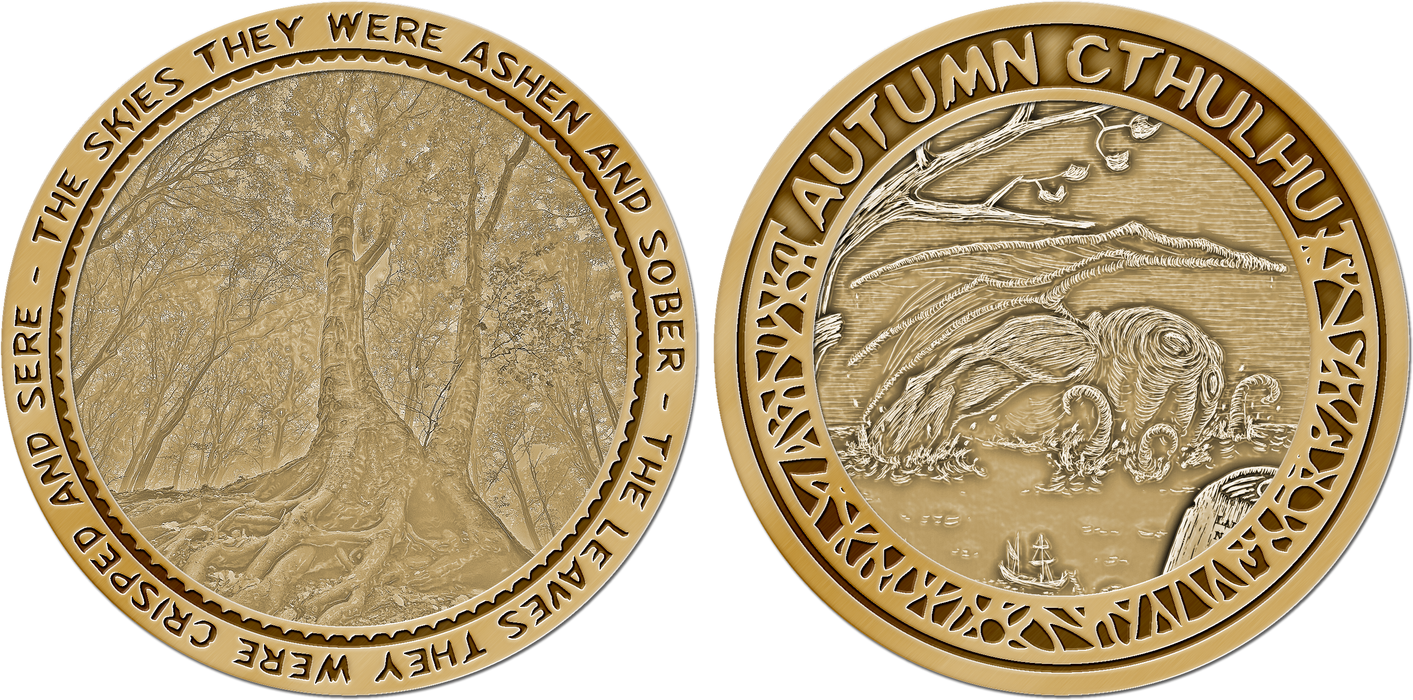"autumn Cthulhu" Coin, Featuring Both Covers - Three Kings Byzantine Coin (3000x1500), Png Download