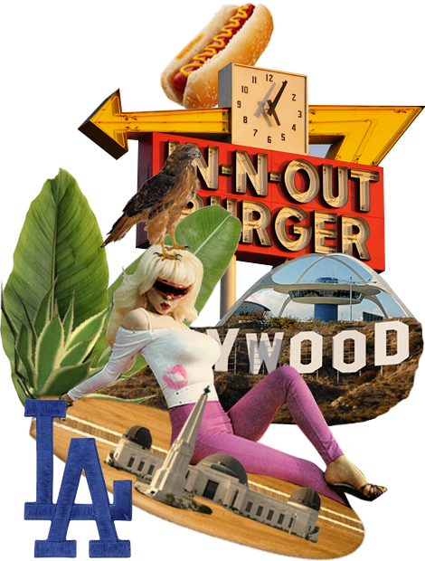 Collage Of Los Angeles With Surf Board And Hollywood - Poster (470x620), Png Download