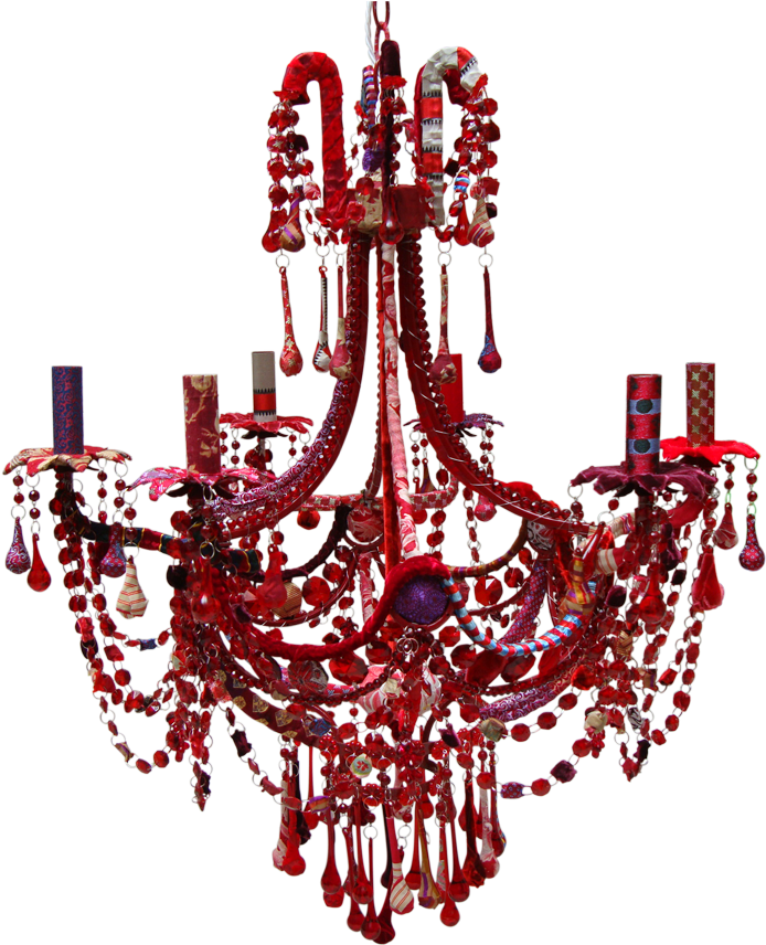 The Red Cut Glass Chandelier - Red Chandelier Png (737x876), Png Download