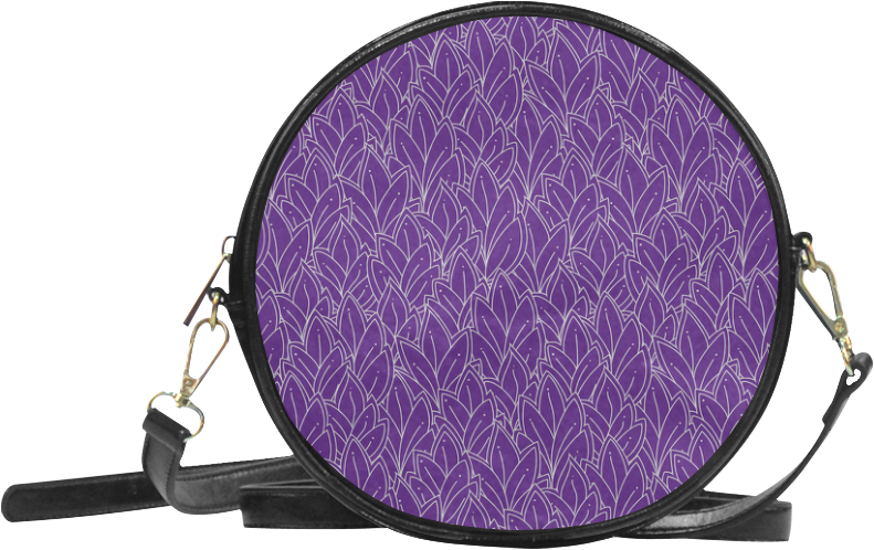 Doodle Leaf Pattern Royal Purple White Round Sling - Miraculous Ladybug Marinette's Purse (1000x1000), Png Download