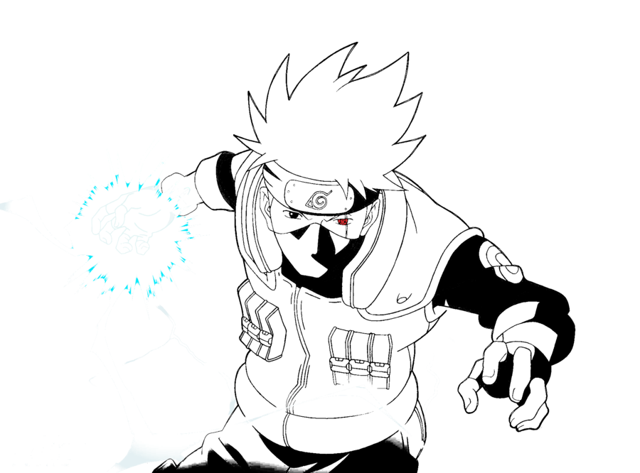 Kakashi Drawing Epic - Kakashi Raikiri (900x666), Png Download