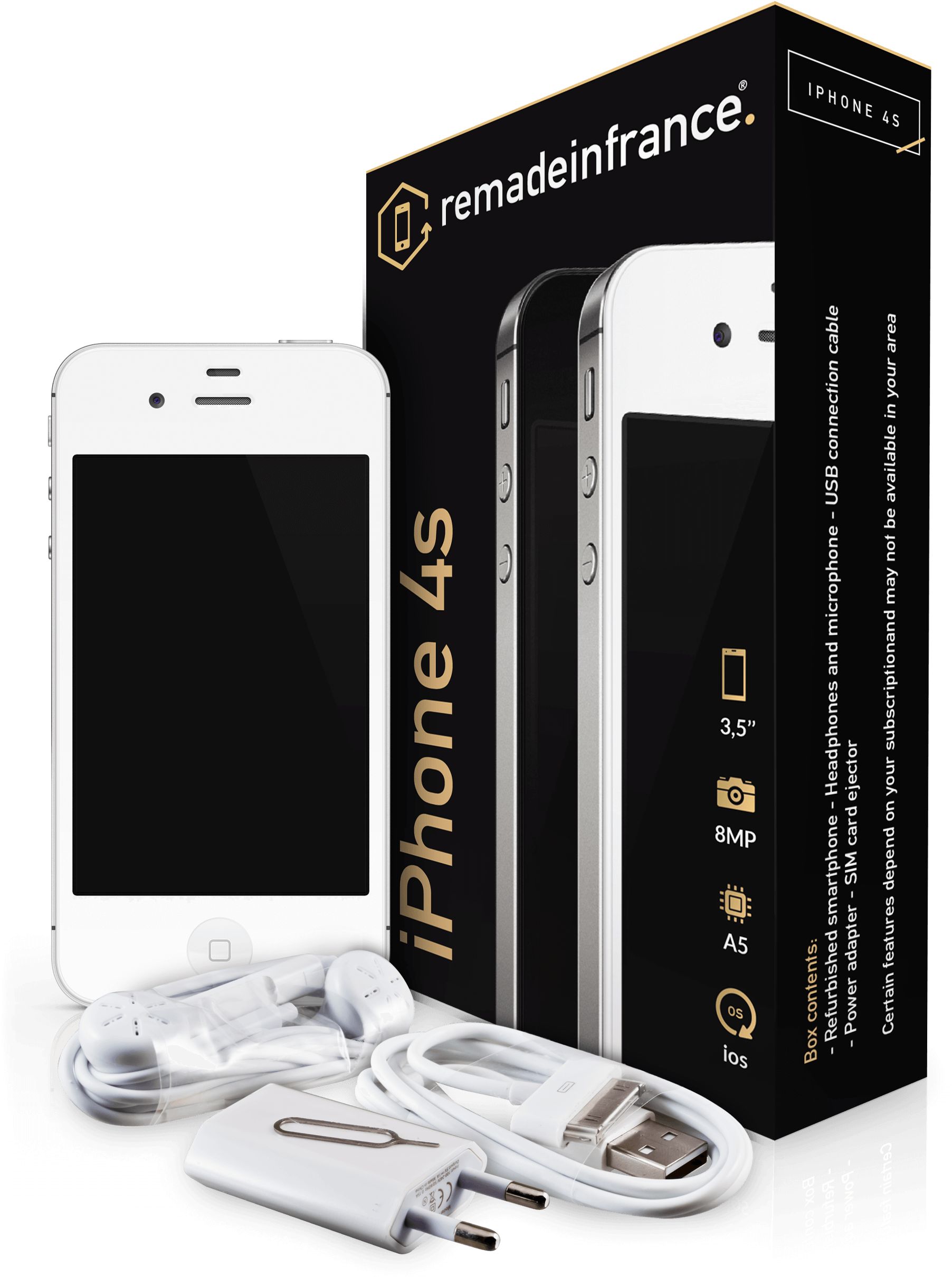 Destockage Apple Iphone 4s 32go Blanc - Iphone Reconditionné En France (2184x3000), Png Download