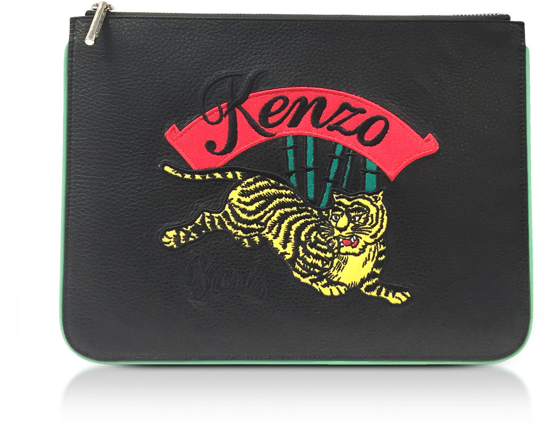 Jumping Tiger Flat Clutch - Kenzo (1560x2000), Png Download