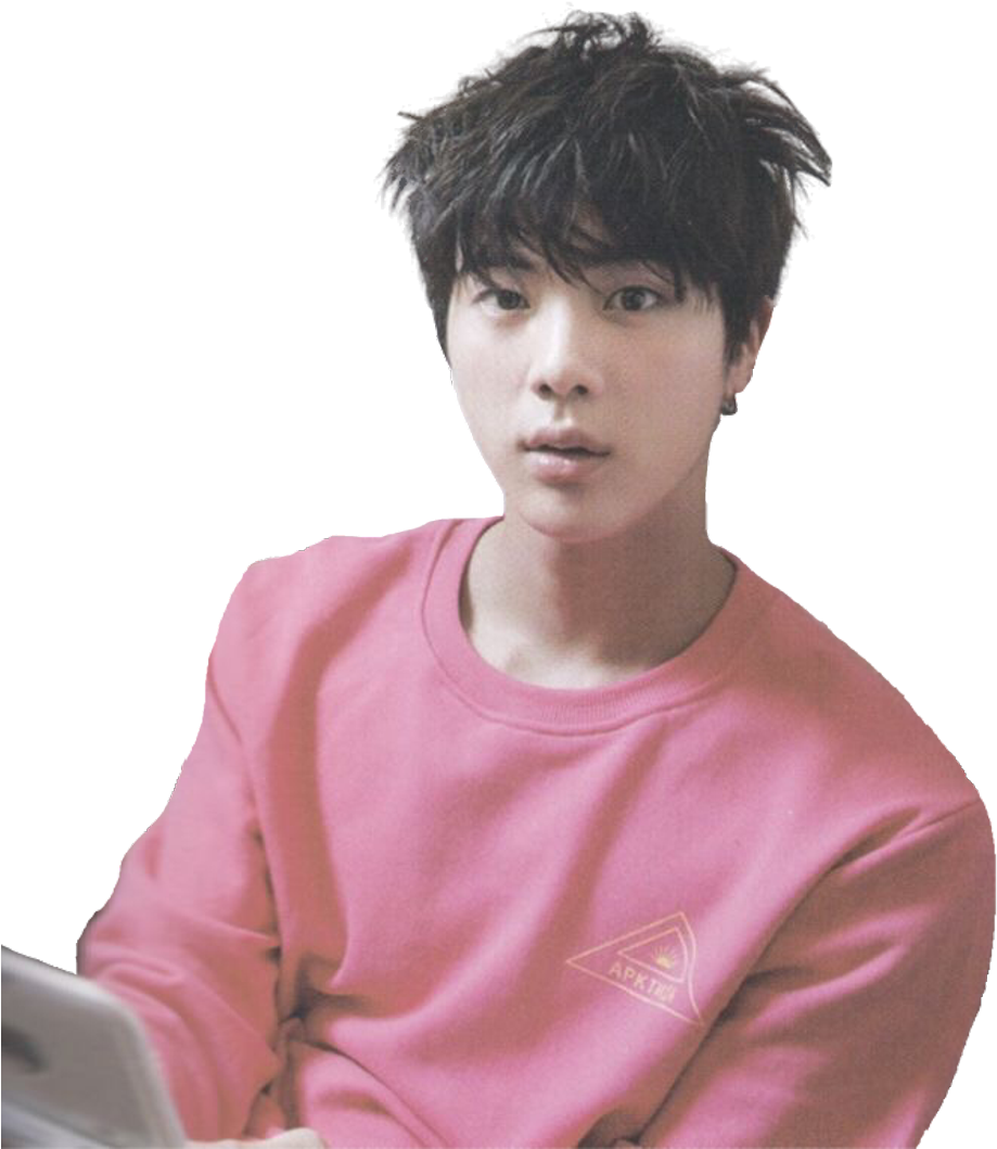 #jin #bts #kpop #cute #handsome #pink #hair #freetoedit - Jin (1024x1111), Png Download