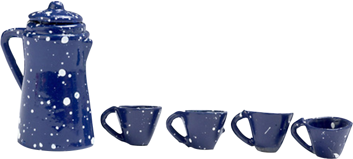 This 1 Inch Scale Blue Spatter Dollhouse Coffee Set - Blue And White Porcelain (1024x1024), Png Download