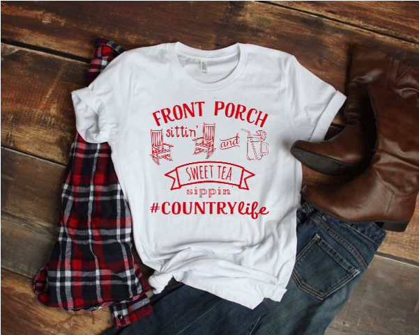 Front Porch Sittin And Sweet Tea Sippin - Mockup T Shirt White Flat Lay (600x600), Png Download