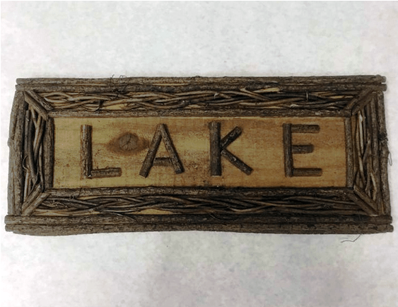 Rustic Twig Lake Sign - Wood (564x564), Png Download