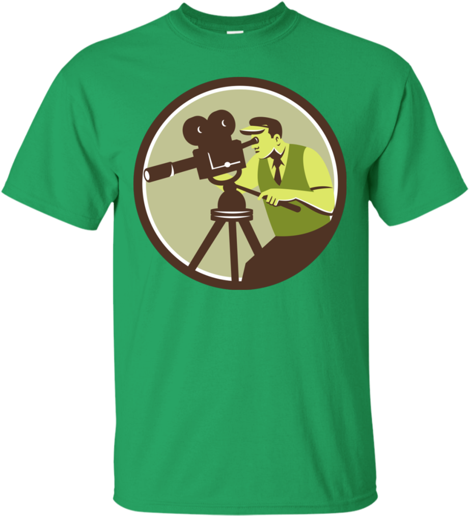 Cameraman Director Vintage Camera Retro T-shirt (1024x1024), Png Download