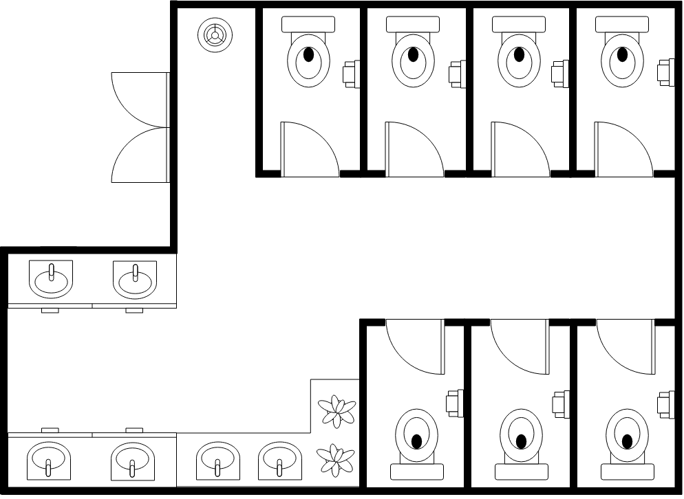 Larger Public Restrooms - Diagram (994x726), Png Download