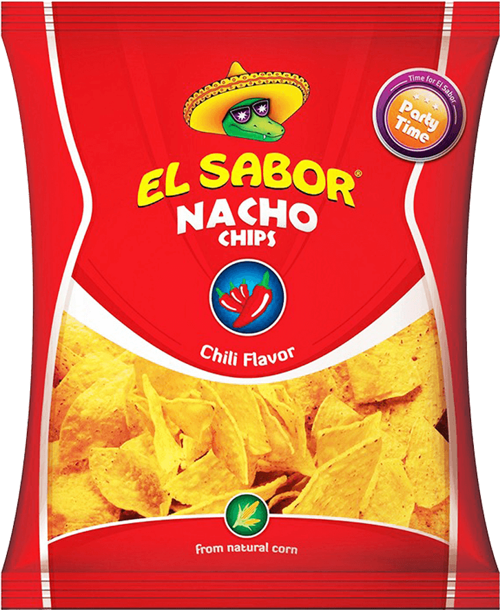 El Sabor Nacho Chips Chili Flavor 100 Gm - El Sabor Nachos (1000x1000), Png Download