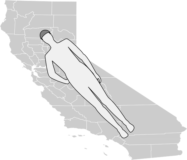 How To Set Use Man Shape Lying On California Map Icon - Illustration (600x515), Png Download