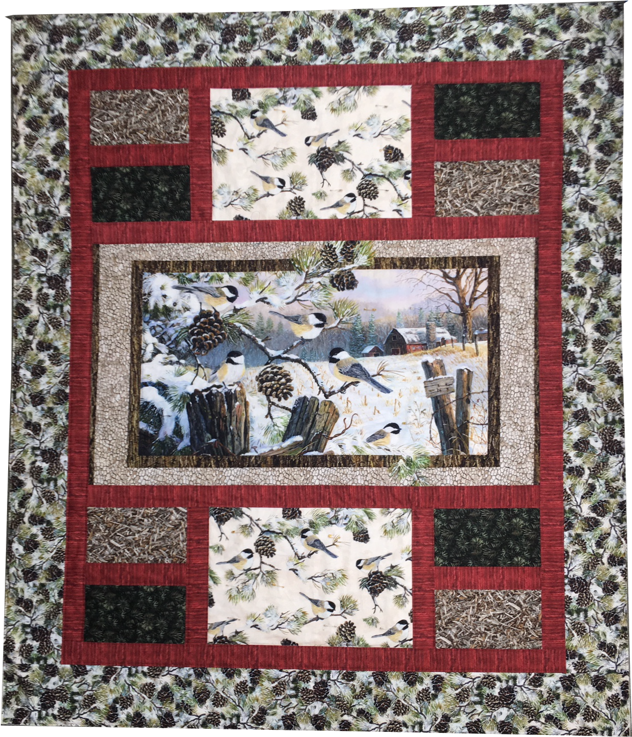 Winter Chickadee Quilt Kit - Chickadees Quilt Pattern (1395x1538), Png Download