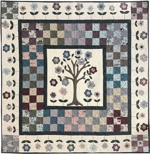 Y102, Cherry Tree Quilt, 52" X 52\ - Patchwork (600x600), Png Download