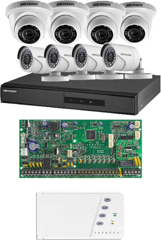 8 Channel Hikvision Cctv With 8 Zones Burglar Alarm - Central Sp 6000 (1000x1000), Png Download