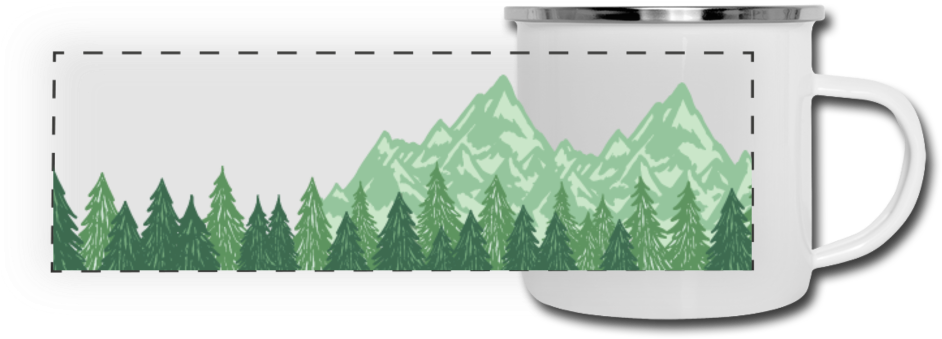 Mountains And Evergreen Trees Camper Mug - Mug (1000x1000), Png Download