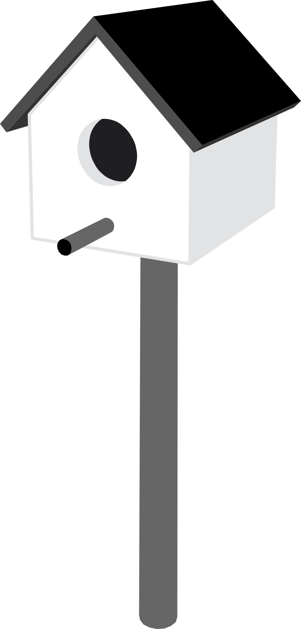 Clipartist - Black And White Bird House (999x2085), Png Download