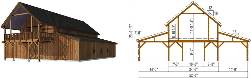 Pre-designed Barn Kit Great Plains Western Horse Barn - Roof (1097x308), Png Download