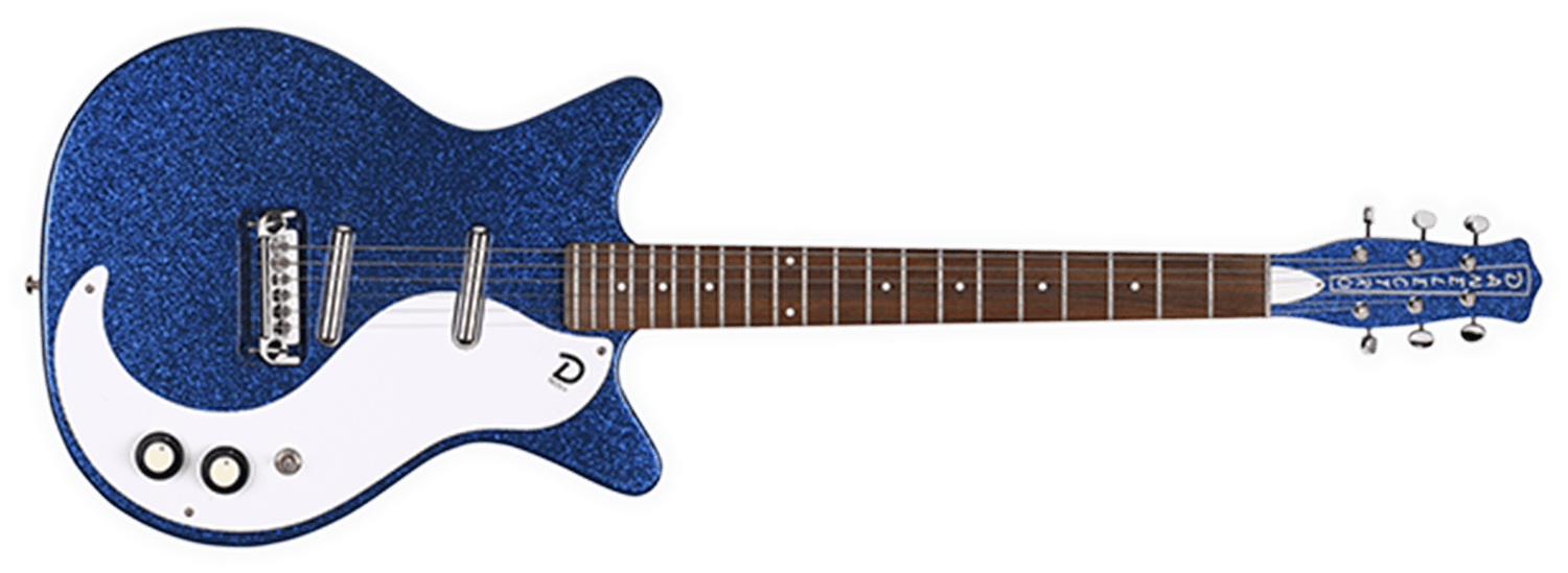 Danelectro 59m Nos Guitar In Blue Metal Flake - Danelectro 56 Mj (1751x720), Png Download
