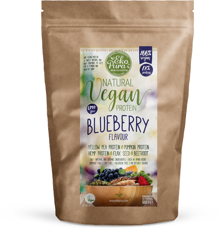 Ekopura Natural Vegan Protein Blueberry Pack - Coko Milk Protein (800x800), Png Download