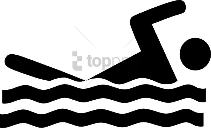 Free Png Swimming Clipart Png Image With Transparent - Black And White Swimming Clip Art (850x518), Png Download