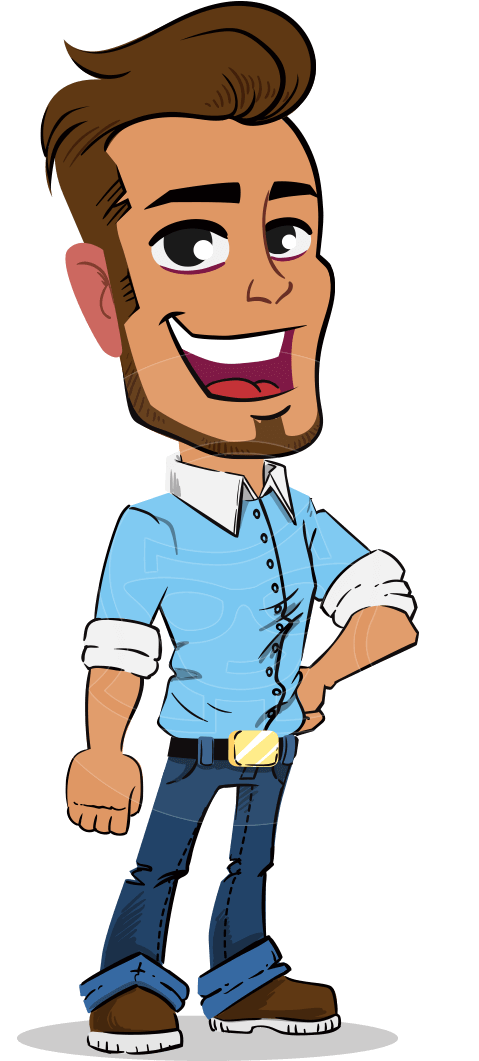 Simple Style Cartoon Of A Man With Glasses - Cartoon (957x1060), Png Download