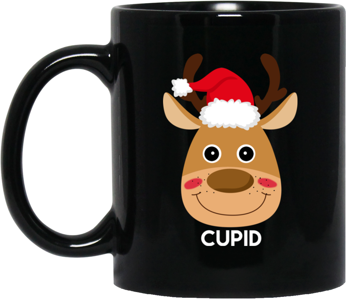Santa Reindeer Cupid Matching Christmas Mug (1155x1155), Png Download