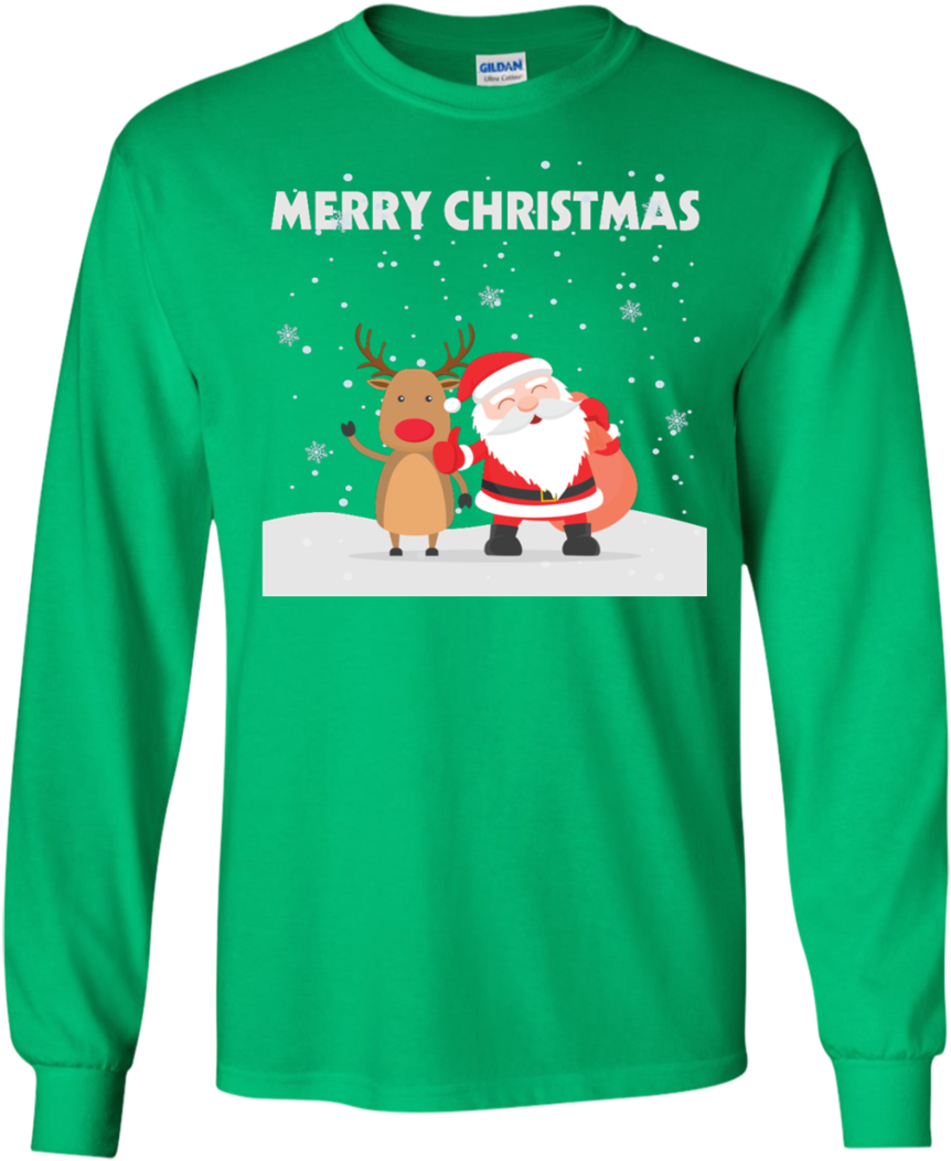 Merry Christmas, Santa, Reindeer, Friendship Snow Ls - Japan Ugly Christmas Sweater (1060x1060), Png Download