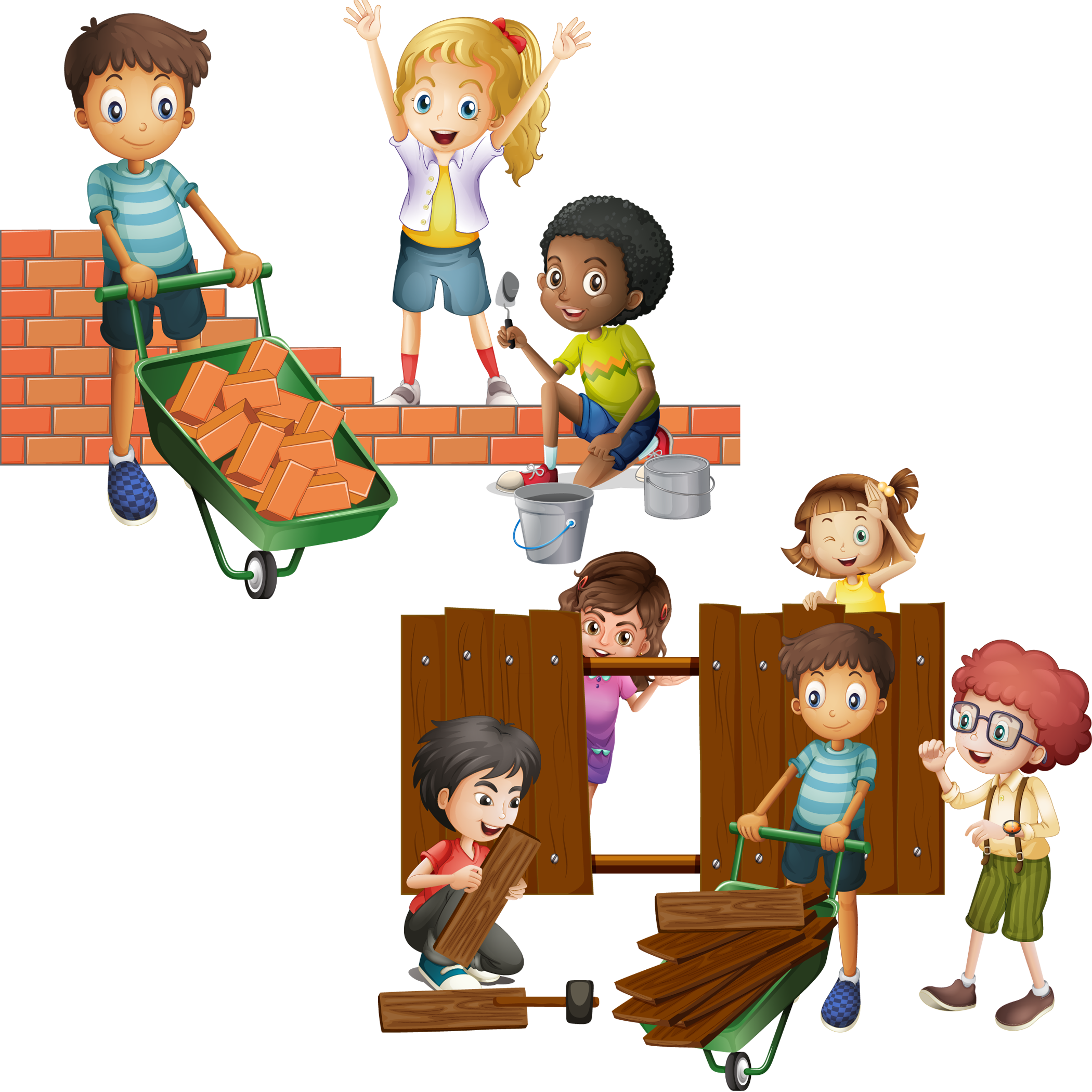 Wall Brick Building Clip Art Child And (2100x2100), Png Download