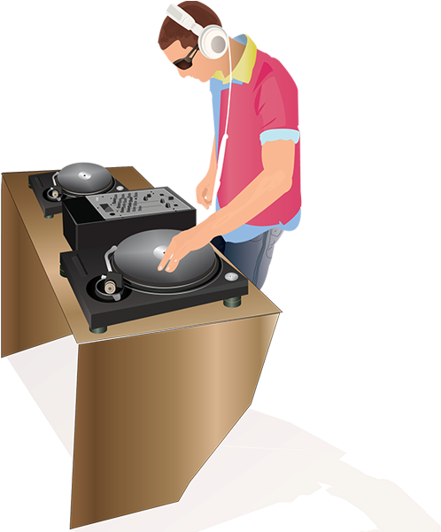 Dj Play Song Music Djs Design Vector Illustration - Sitting (800x600), Png Download