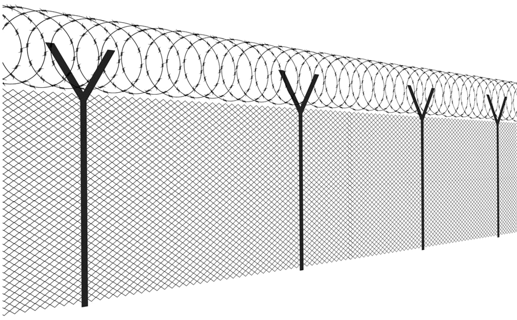 Barbed Wire Chain Link - Barb Wire Fence Vector (1024x724), Png Download