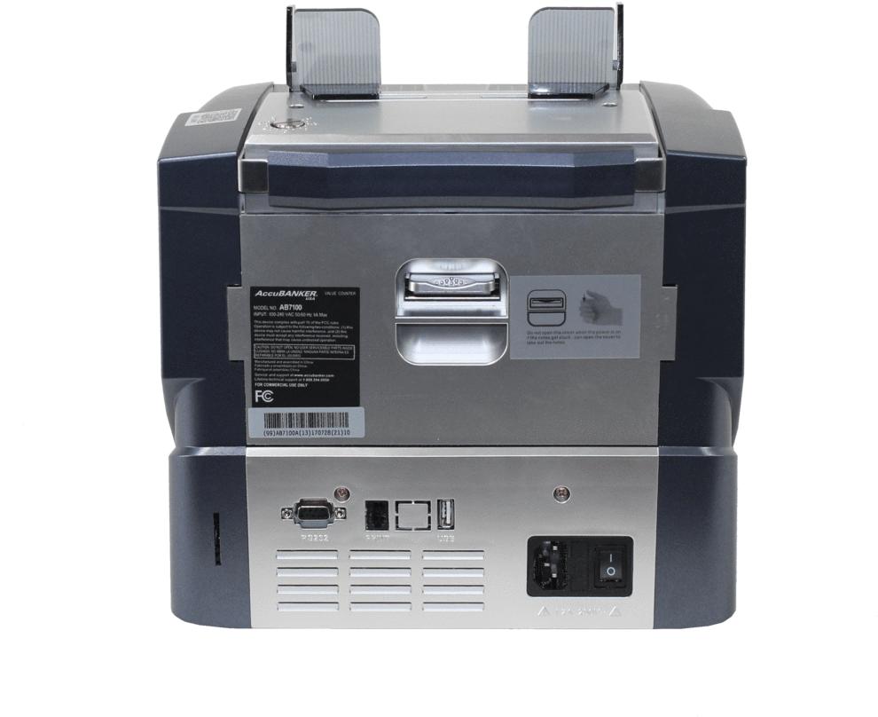 Accubanker Ab7100 Mixed Bill Counter Back View - Accubanker Ab7100 (1024x949), Png Download