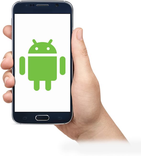 Android App Banner - Phone In Hand Png (601x683), Png Download