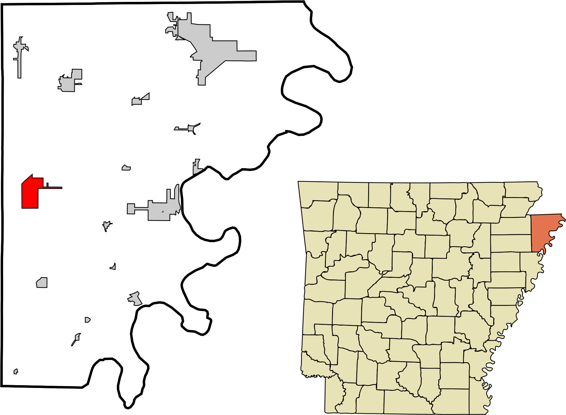 Mississippi County Arkansas Map Inspirational File - County Arkansas (2000x1500), Png Download