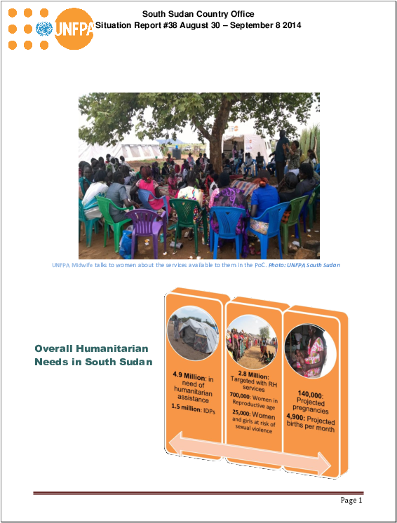 South Sudan Country Office Situation Report - United Nations Population Fund (612x792), Png Download