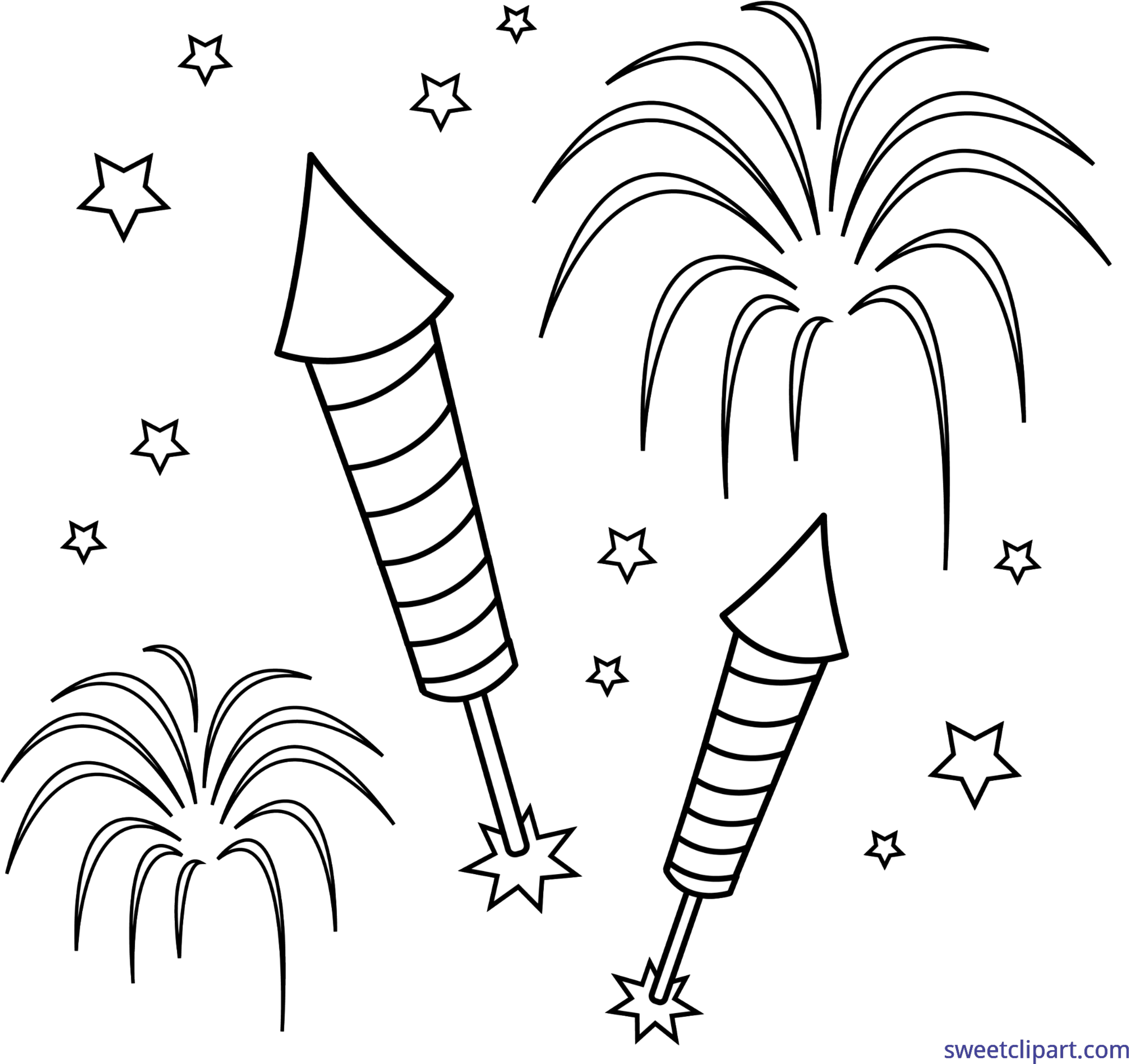 Fireworks Colorable Clip Art (7341x6939), Png Download